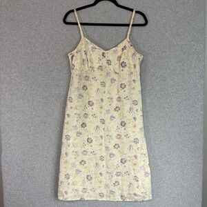 Gap linen mini dress womens 12 Y2K vintage ivory pink yellow linen